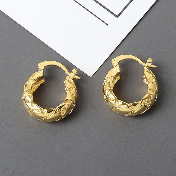 *NEW 925 Sterling Silver Textured Hoop Earrings B - Picture 3 of 8